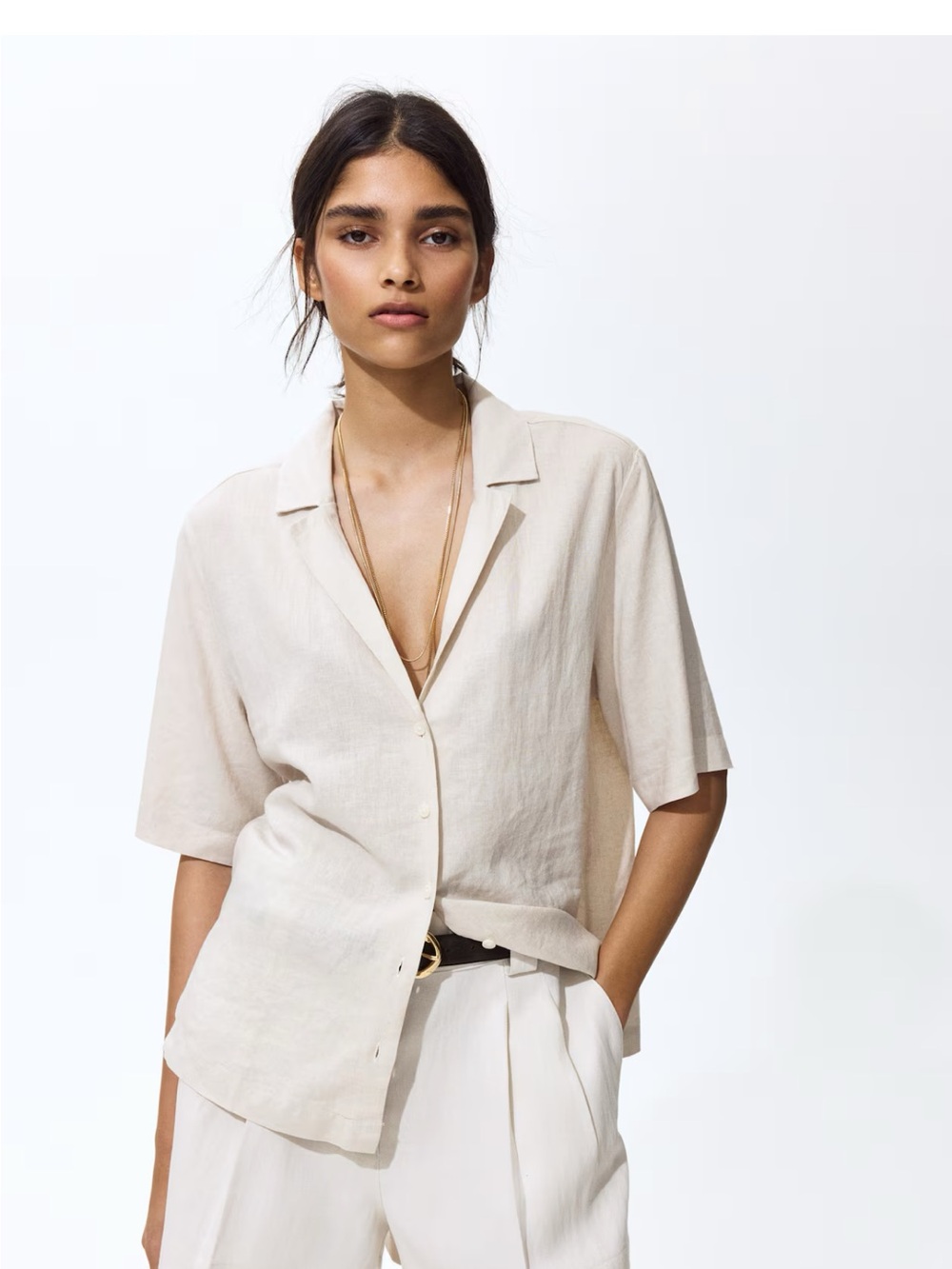 H&M Linen blend resort shirt size XL